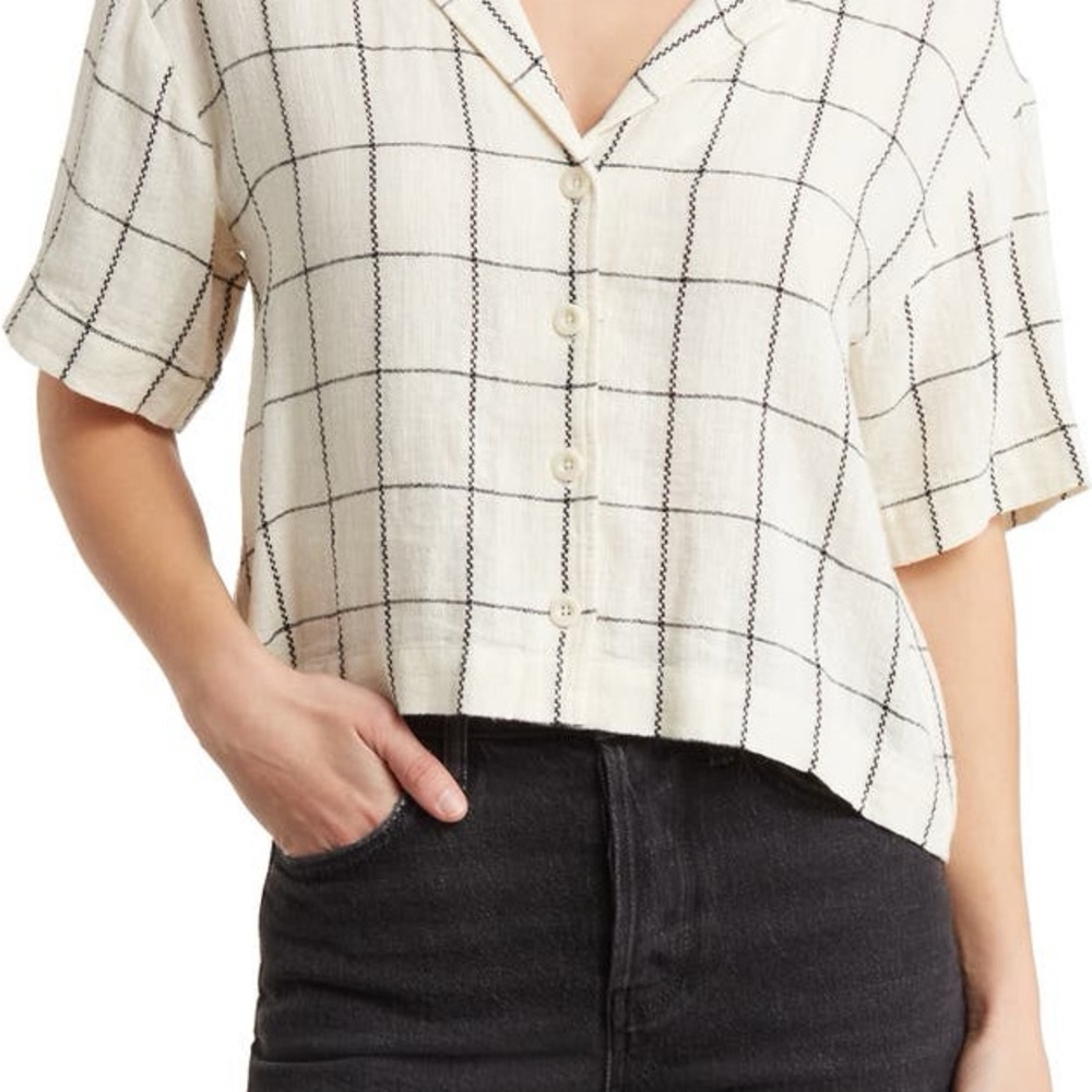Madewell Linen-Blend Resort Crop Shirt